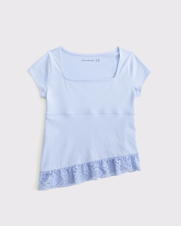 lace-trim babydoll tee, Periwinkle view 1