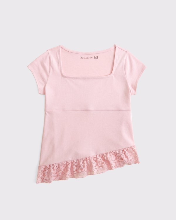 lace-trim babydoll tee, Ballet Pink view 1