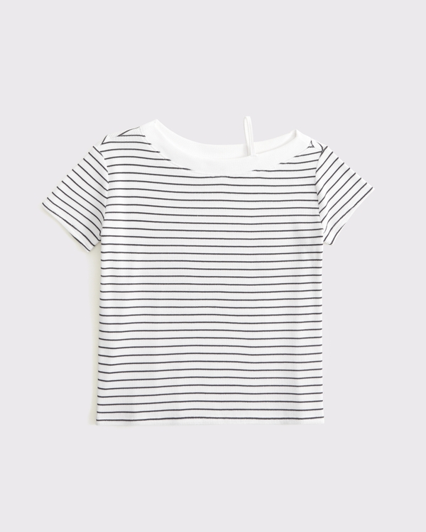 off-the-shoulder legging-friendly top, Cream Stripe view 1
