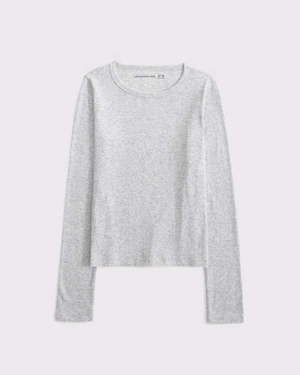 essential long-sleeve baby tee, Light Gray view 1
