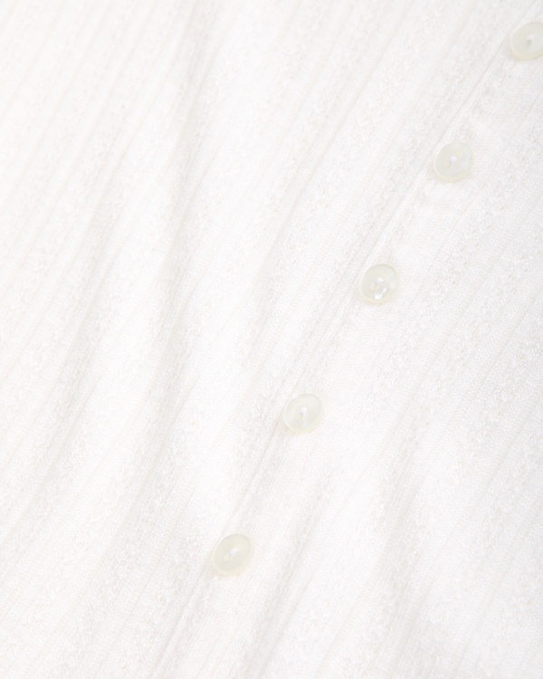 long-sleeve button-through tee, Cream view 2