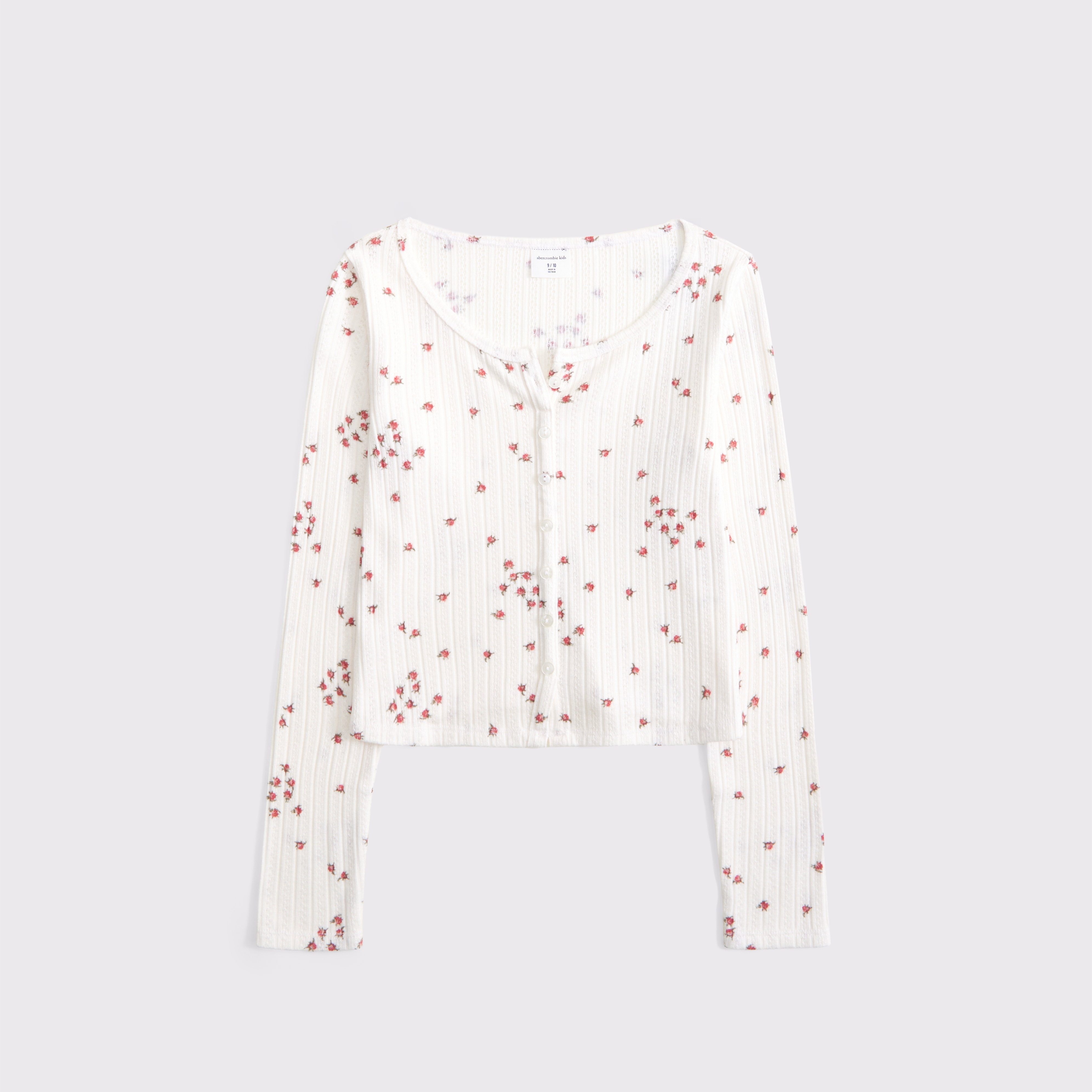 Abercrombie & Fitch Kids' Long-sleeve Button-through Tee In White