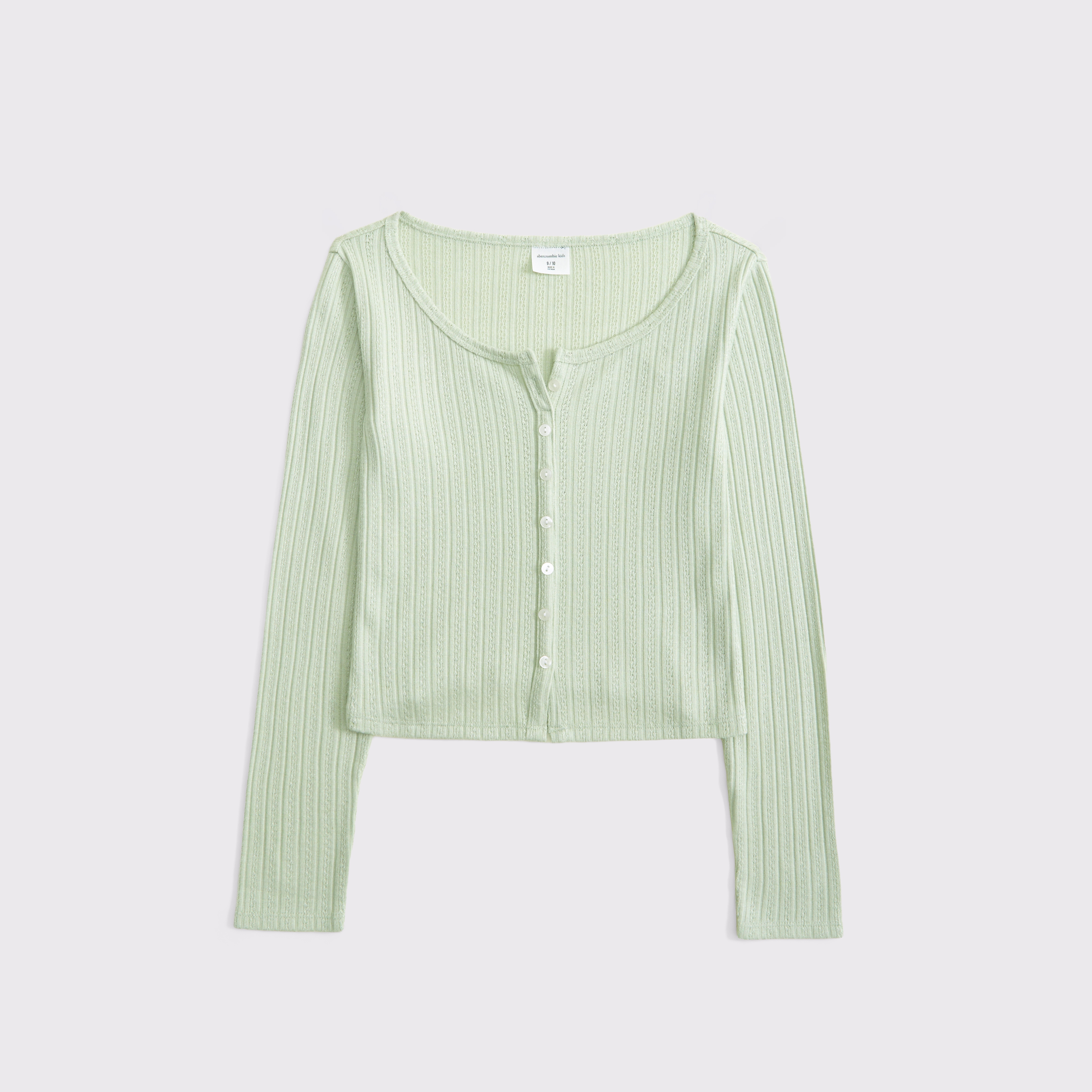 Abercrombie & Fitch Kids' Long-sleeve Button-through Tee In Green