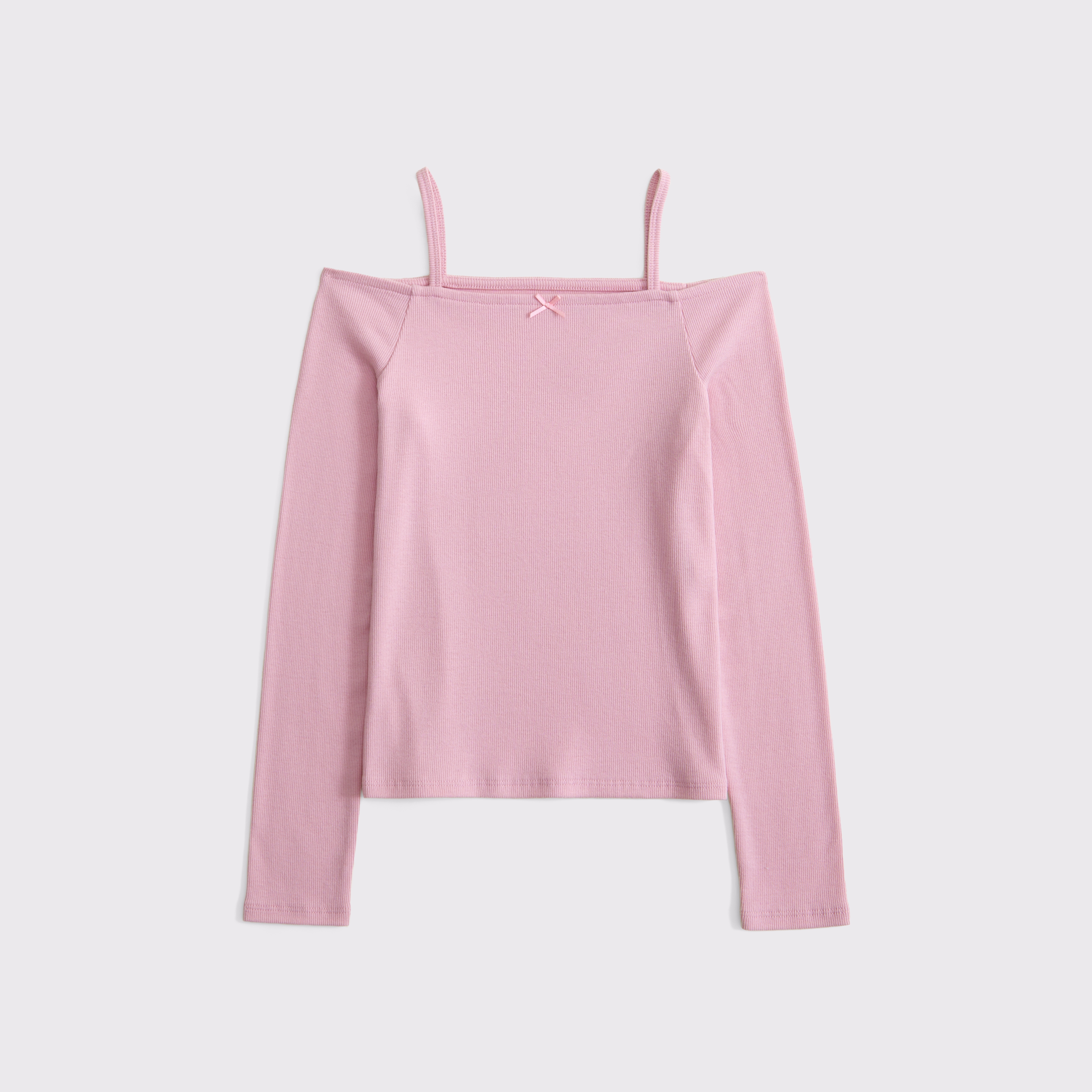 Abercrombie & Fitch Kids' Off-the-shoulder Long-sleeve Bow Tee In Pink