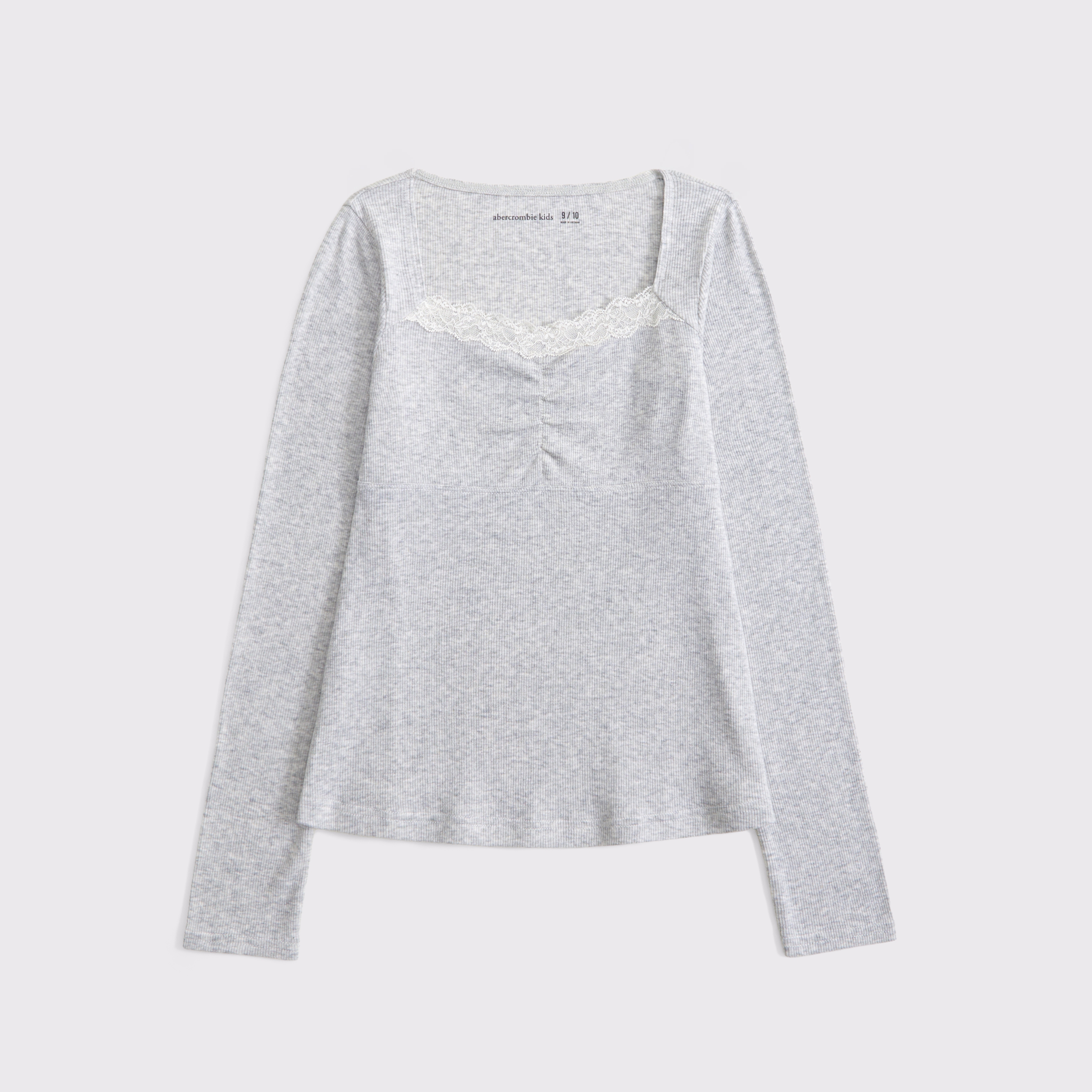 Abercrombie & Fitch Kids' Long-sleeve Lace-trim Babydoll Top In White