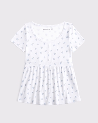 Kurzärmliges Babydoll-Oberteil