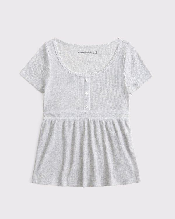 short-sleeve babydoll top, Gray view 1
