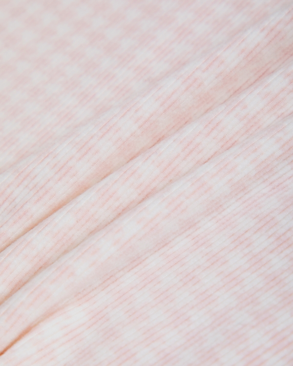 ypb long-sleeve rib top, Pink Houndstooth view 2
