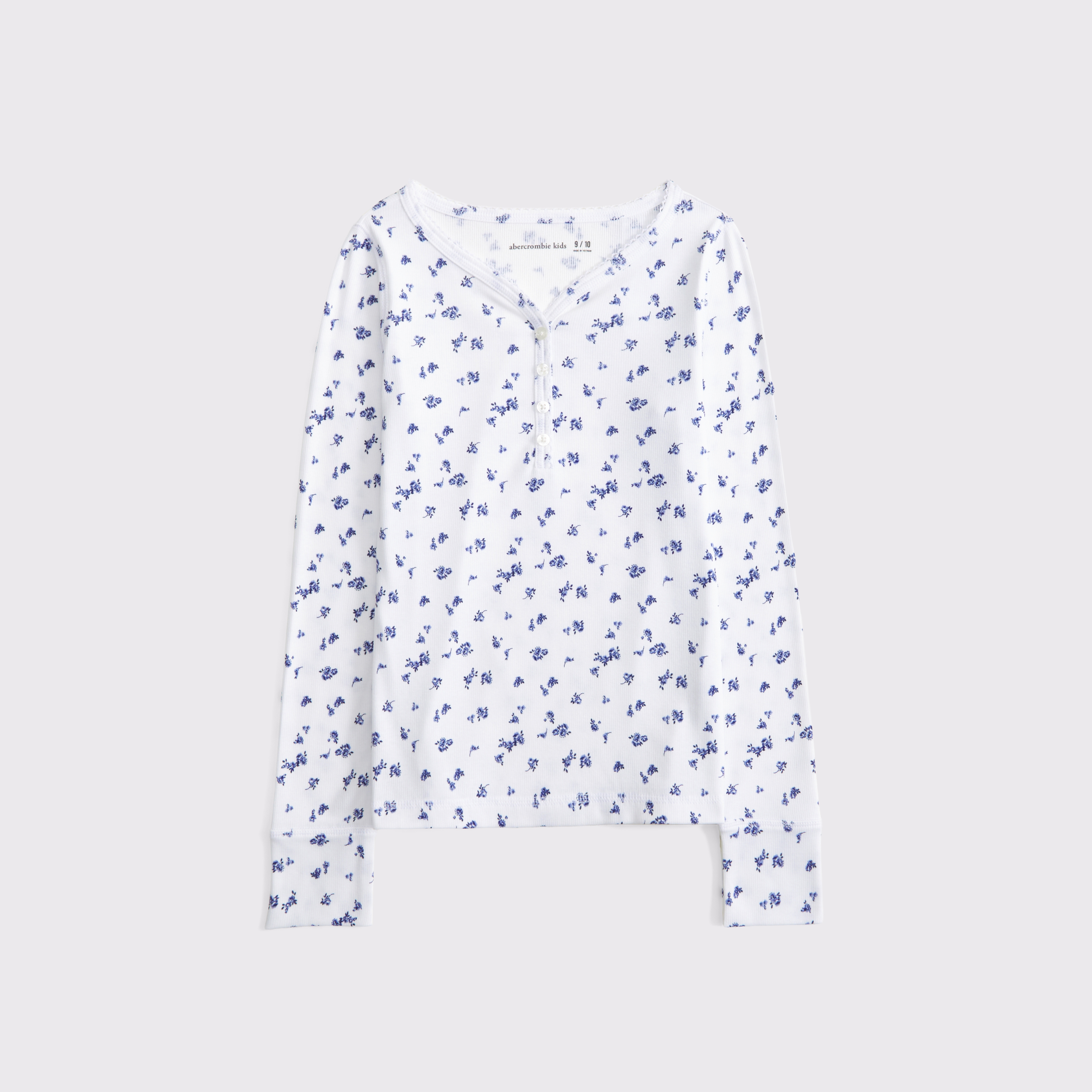 Abercrombie & Fitch Kids' Long-sleeve Henley Tee In White