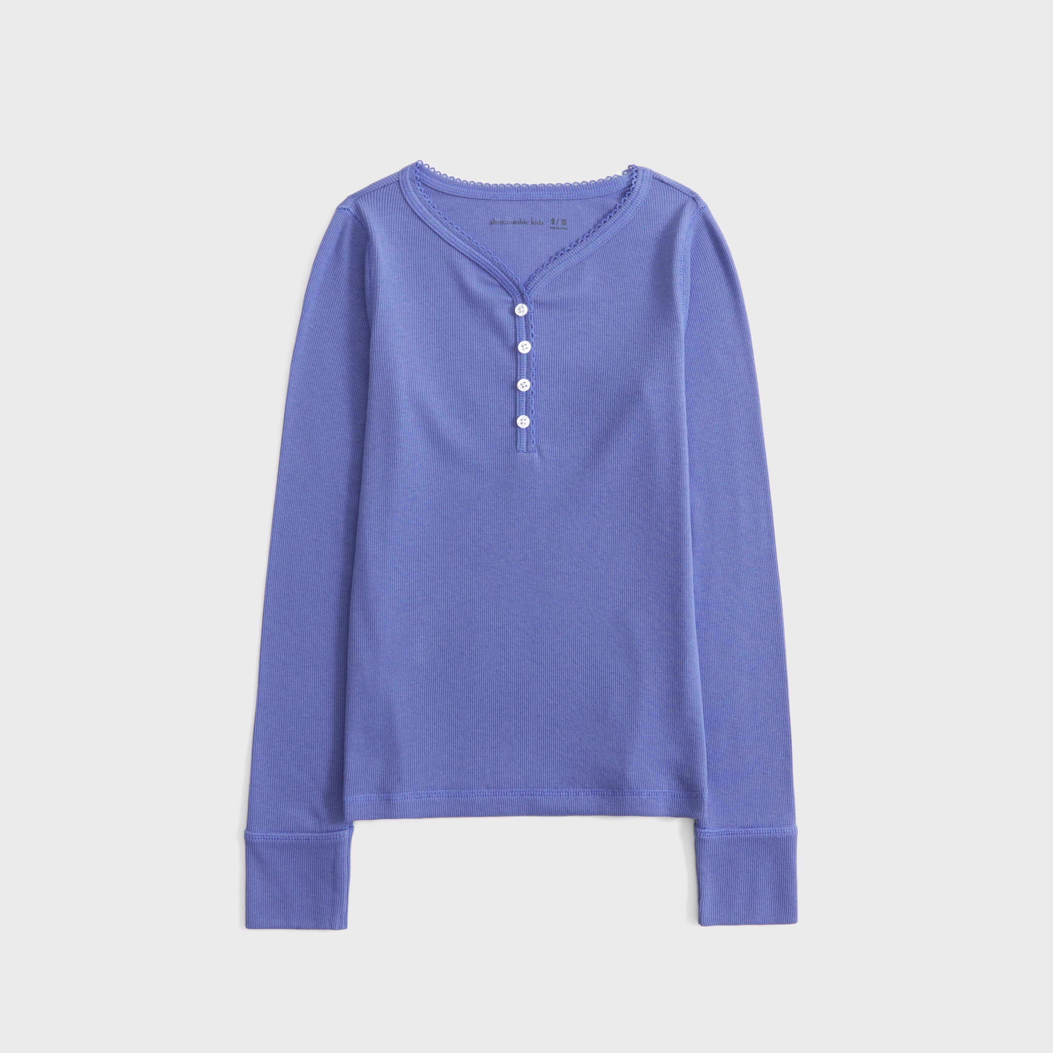 Abercrombie & Fitch Kids' Long-sleeve Henley Tee In Blue