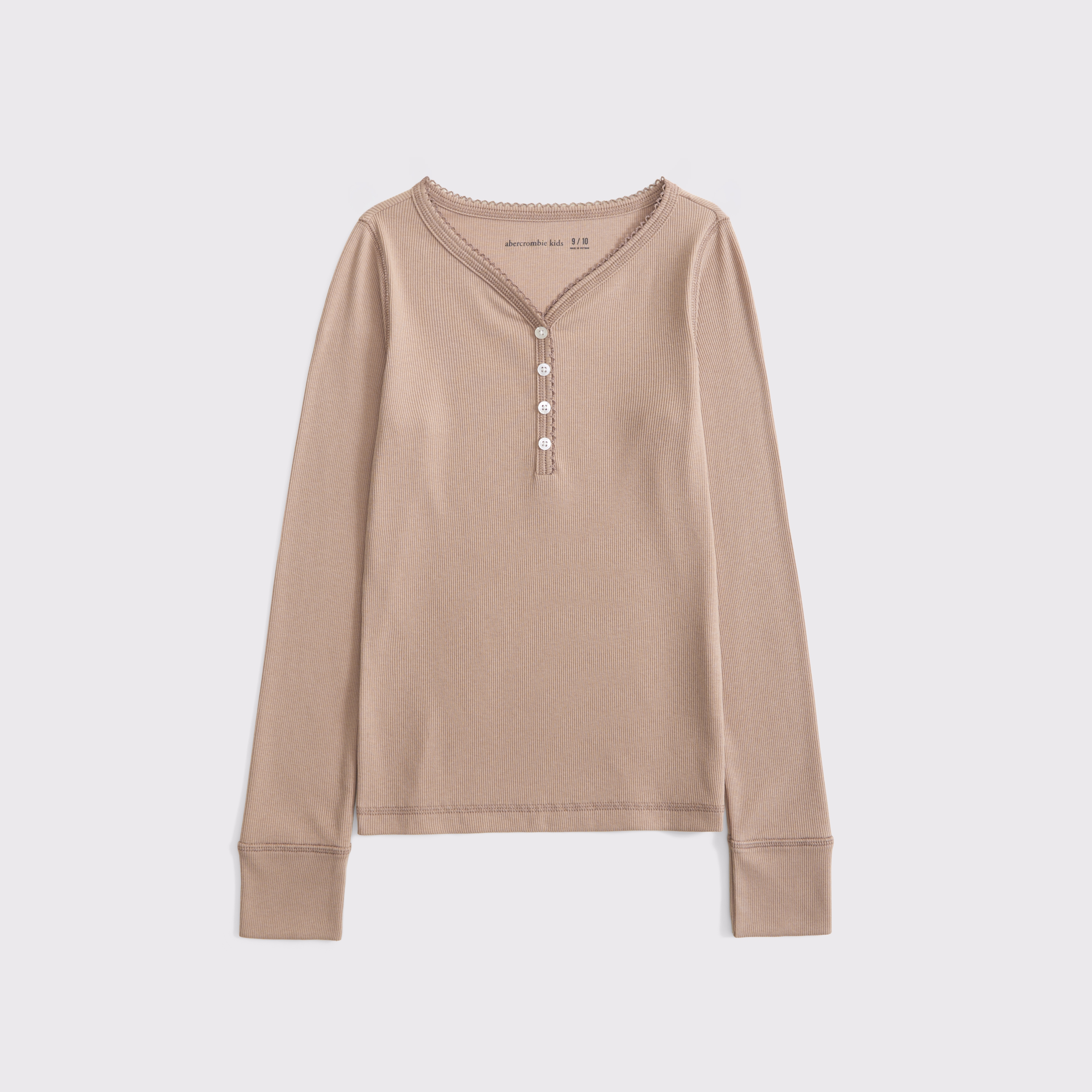 Abercrombie & Fitch Kids' Long-sleeve Henley Tee In Neutral