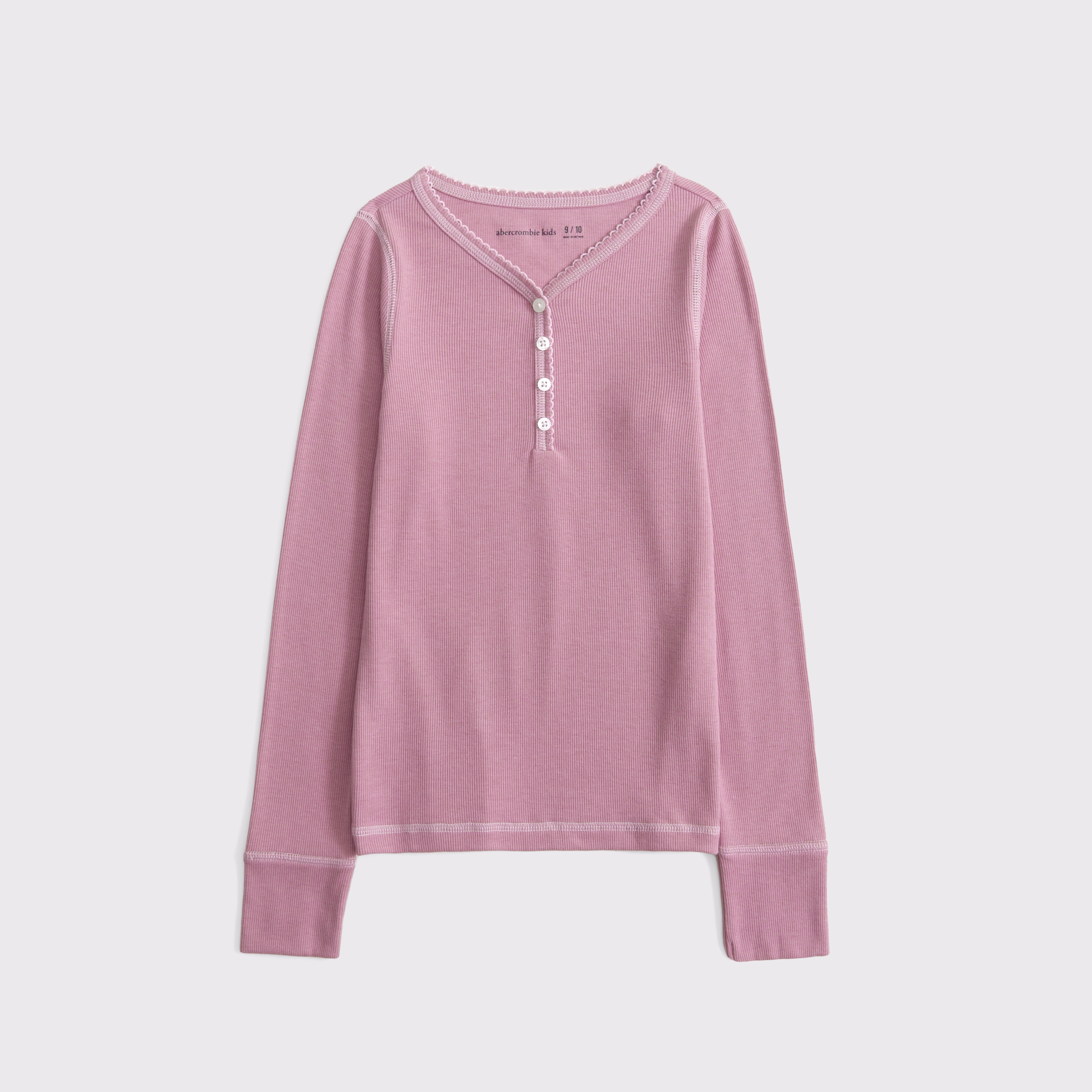 Abercrombie & Fitch Kids' Long-sleeve Henley Tee In Pink