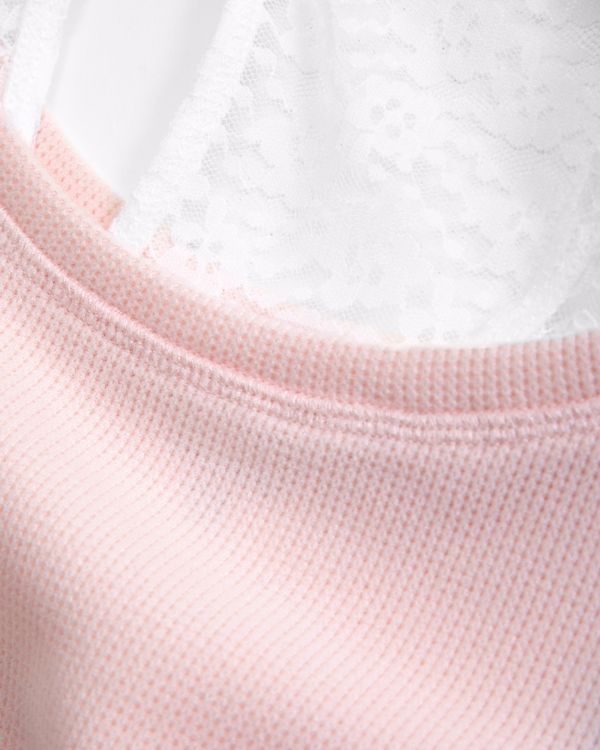 oversized waffle twofer top, Light Pink view 2