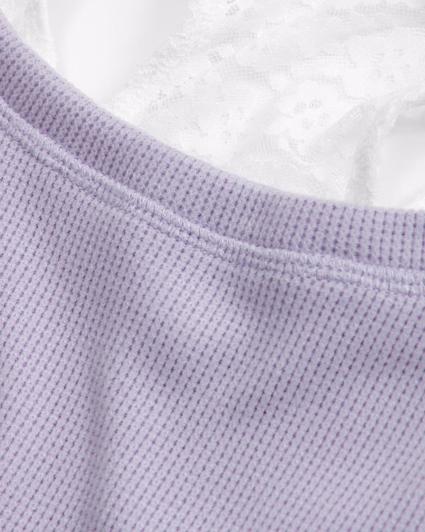 legging-friendly waffle twofer top, Light Purple view 2