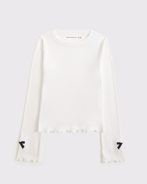 long-sleeve bow tee, White view 1