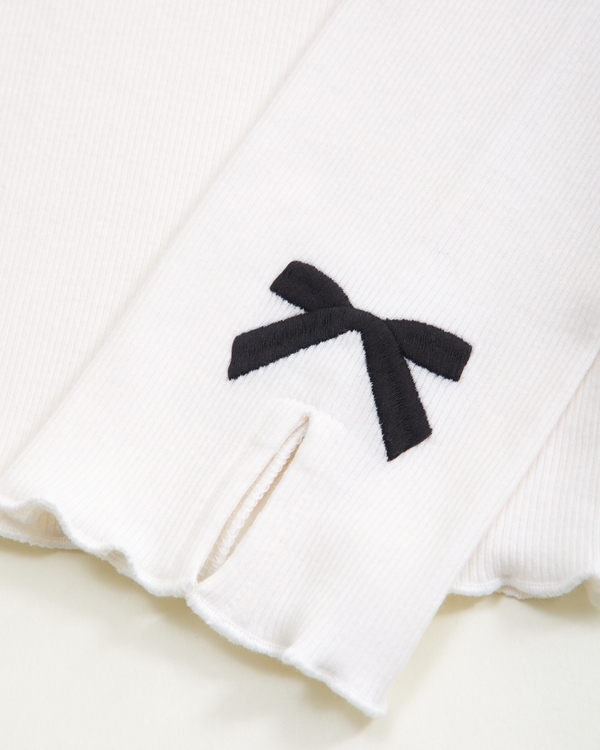long-sleeve bow tee, White view 2