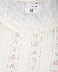 long-sleeve pointelle lace-trim top