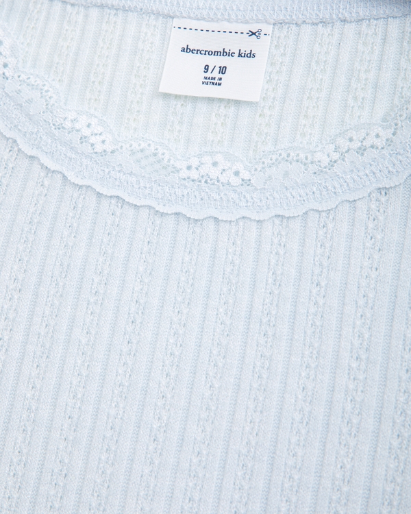long-sleeve lace-trim scoopneck tee, Ballet Blue view 2