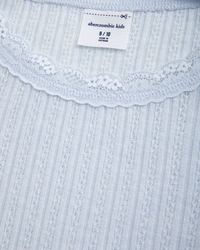 long-sleeve pointelle lace-trim top