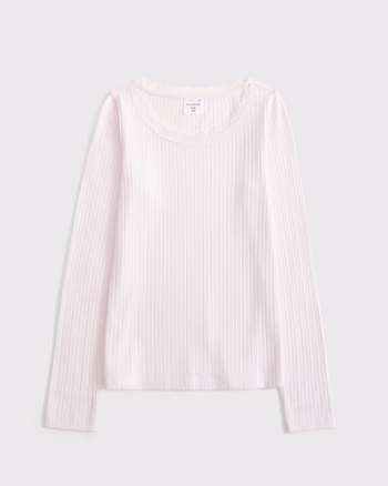 long-sleeve pointelle lace-trim top from Abercrombie & Fitch - $11.99