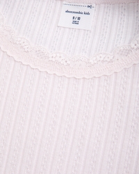 long-sleeve pointelle lace-trim top