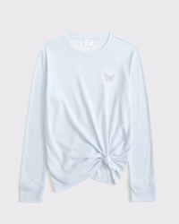 long-sleeve knot-front waffle tee