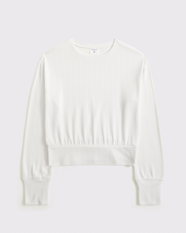 long-sleeve banded tee, Cream view 1