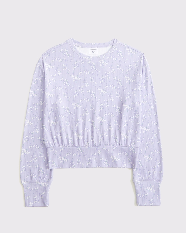 long-sleeve banded tee, Purple Floral view 1