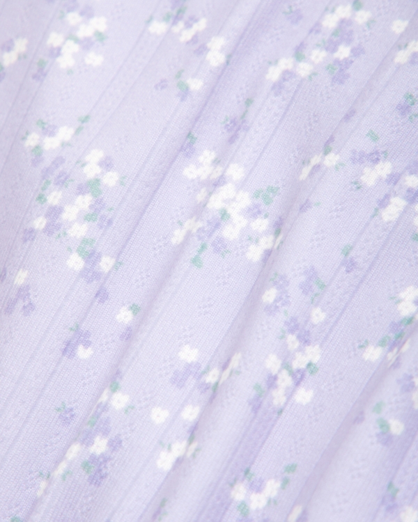 long-sleeve banded tee, Purple Floral view 2