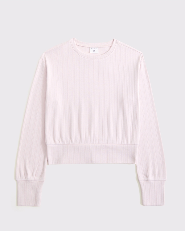 long-sleeve banded tee, Light Pink view 1