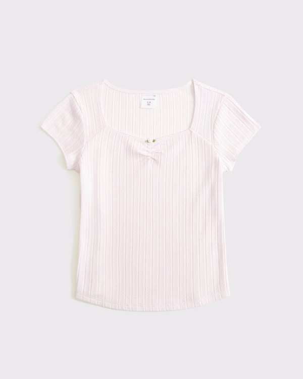 rosette rib tee, Light Pink view 1