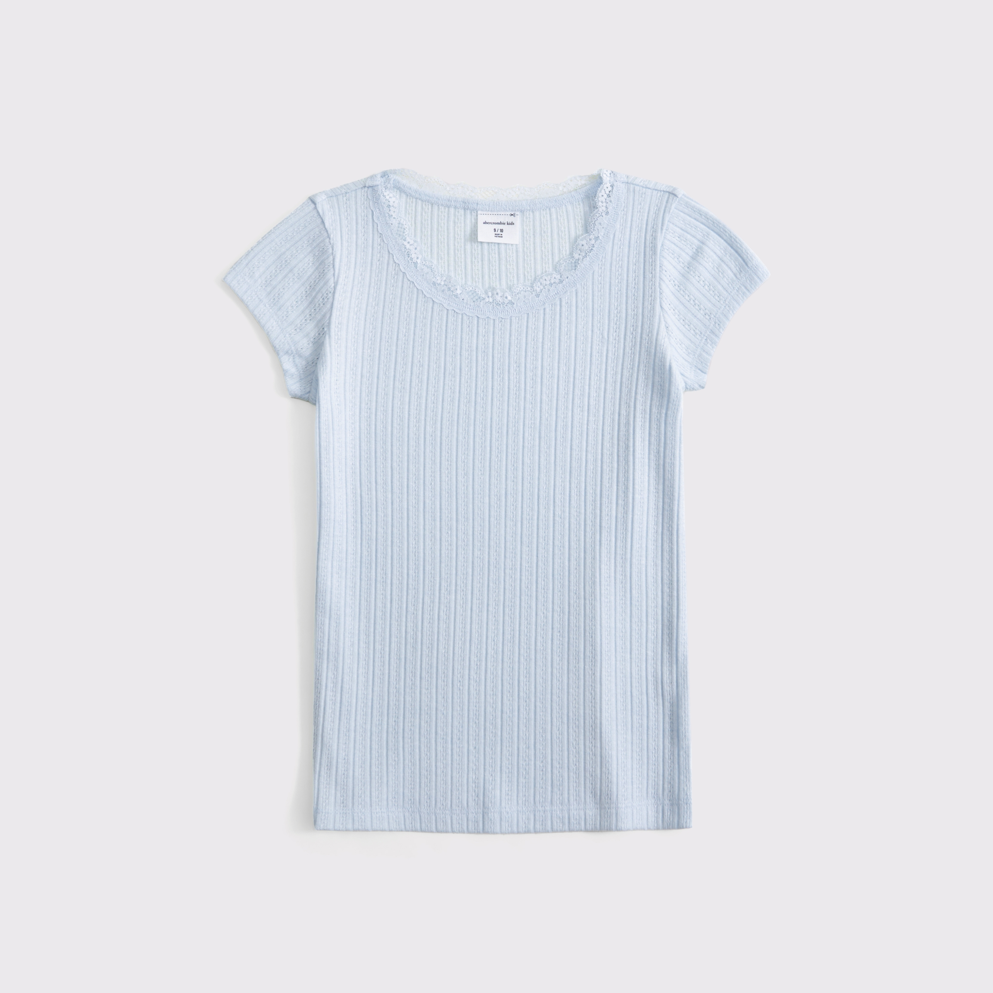 Abercrombie & Fitch Kids' Pointelle Lace-trim Top In Blue