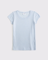 pointelle lace-trim top