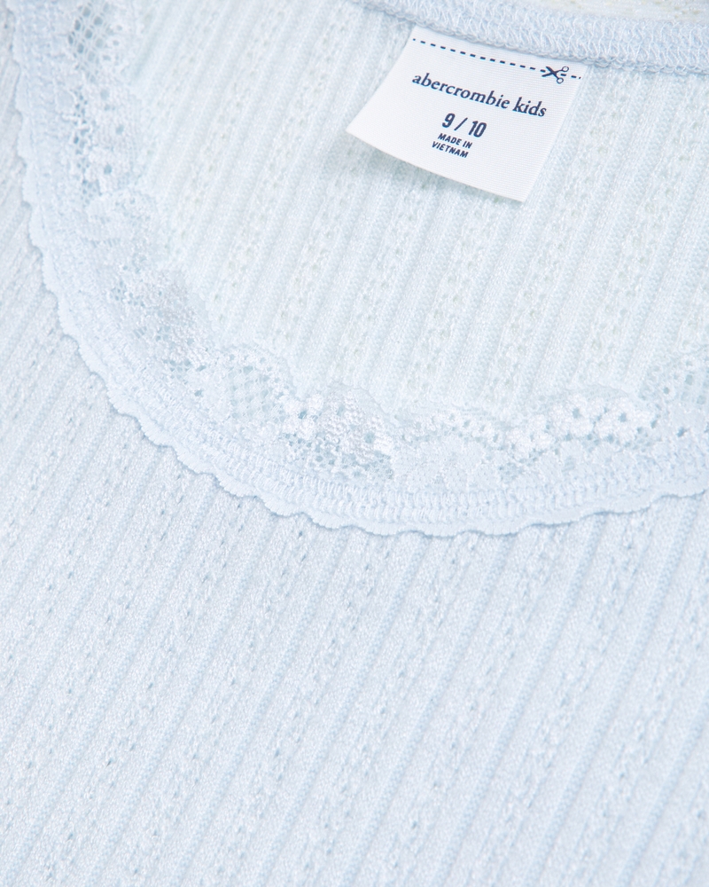 pointelle lace-trim top