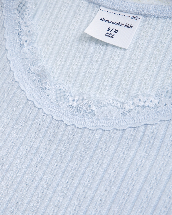 pointelle lace-trim top