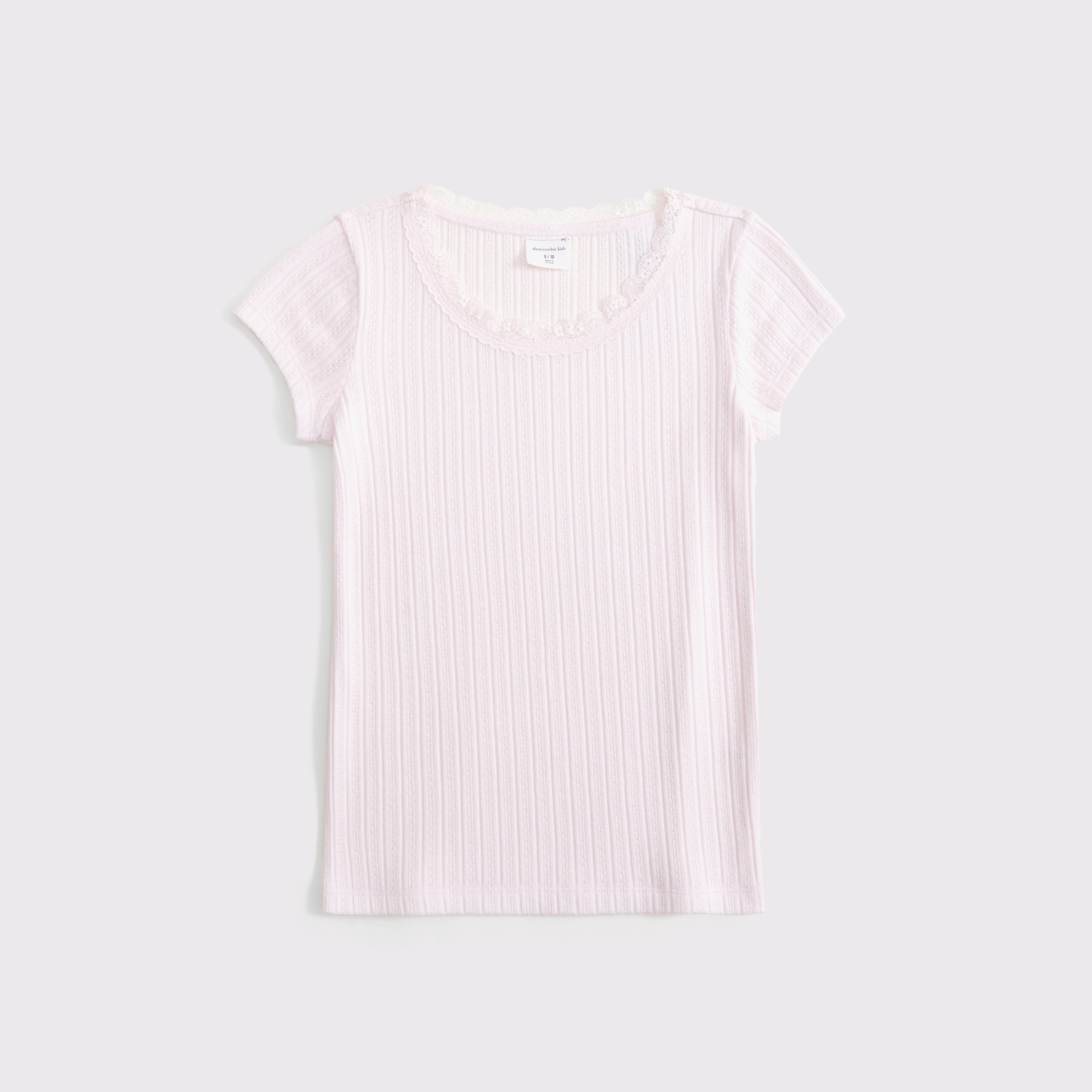 Abercrombie & Fitch Kids' Pointelle Lace-trim Top In Pink