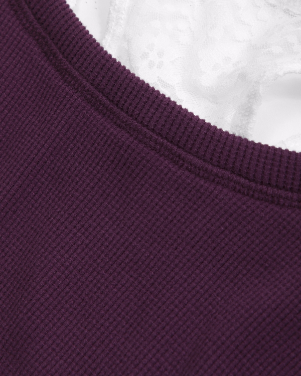legging-friendly waffle twofer top, Port Wine view 2