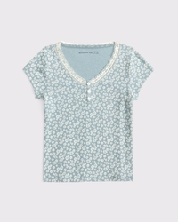 lace-trim henley tee