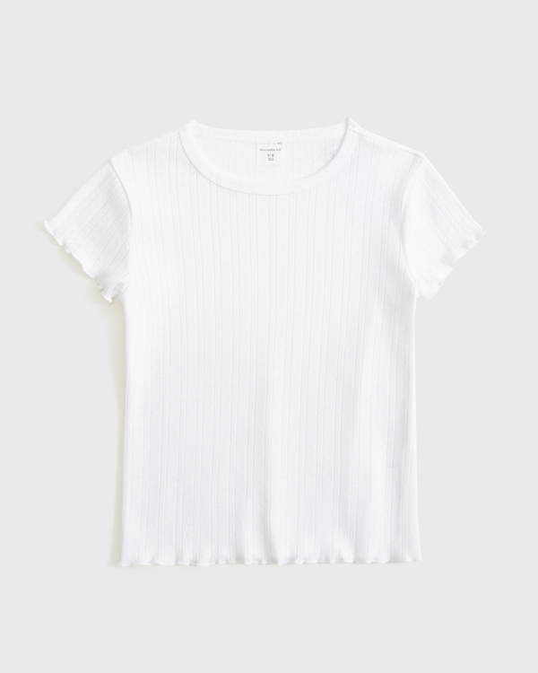 pointelle baby tee, White view 1