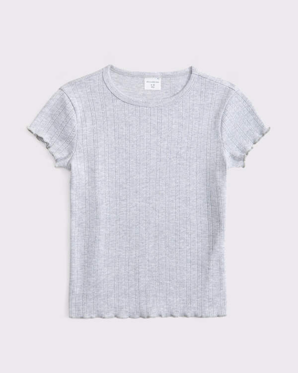pointelle baby tee, Light Gray view 1