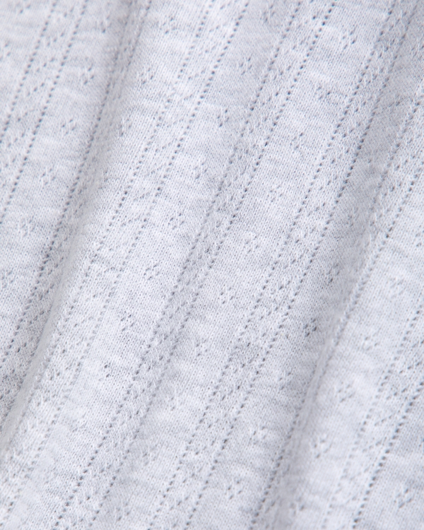 pointelle baby tee, Light Gray view 2