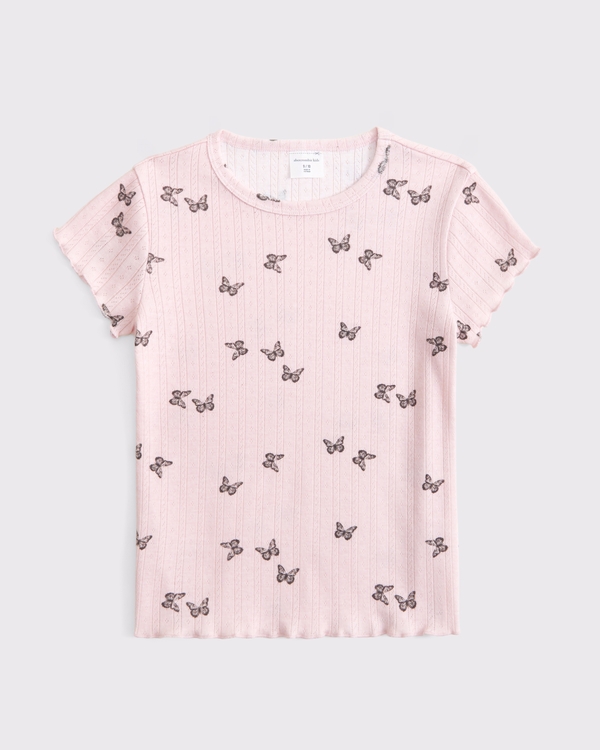 pointelle baby tee, Light Pink Pattern view 1
