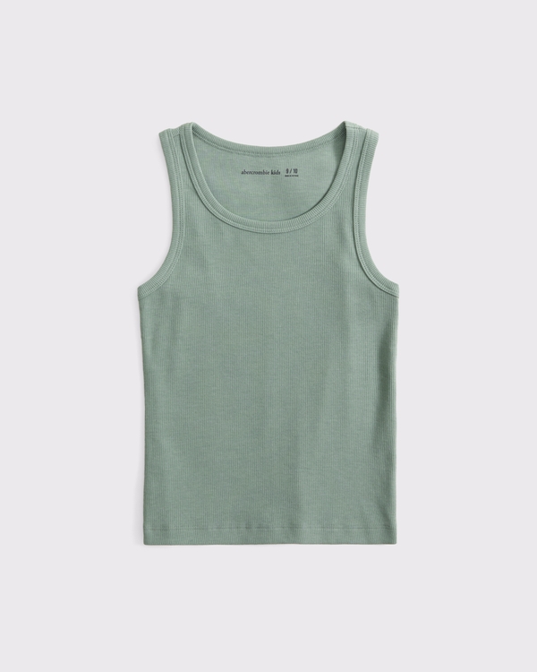 scoopneck rib tank, Dark Sage view 1
