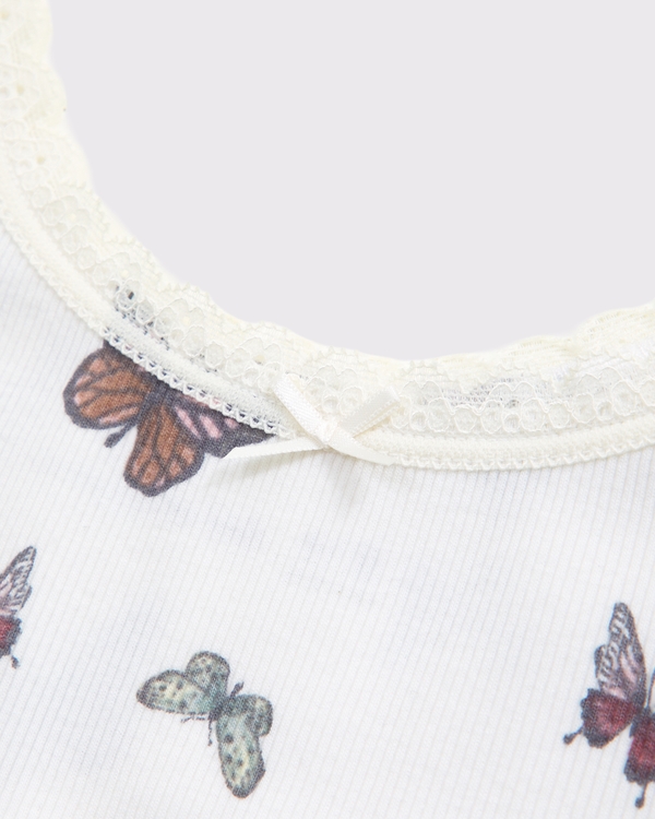 lace-trim bow cami, White Pattern view 2