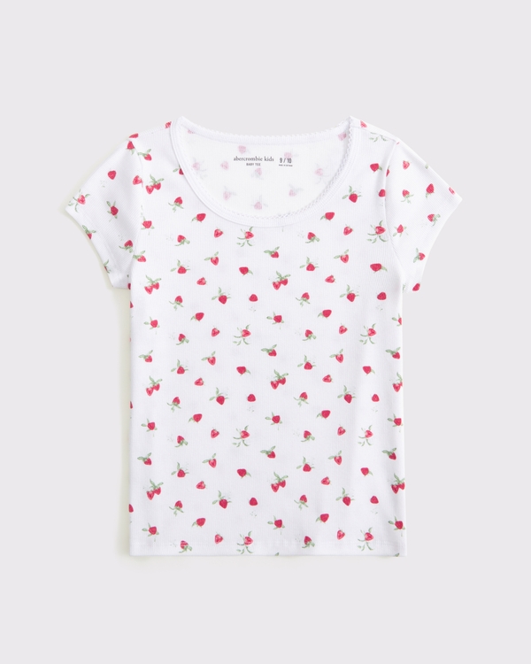 scoopneck baby tee, White Pattern view 1