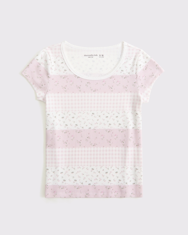 scoopneck baby tee, Light Pink Pattern view 1