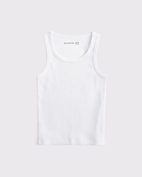 scoopneck rib tank, White view 1