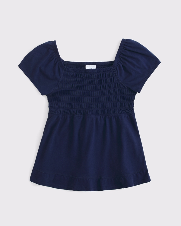 short-sleeve babydoll top, Sapphire view 1
