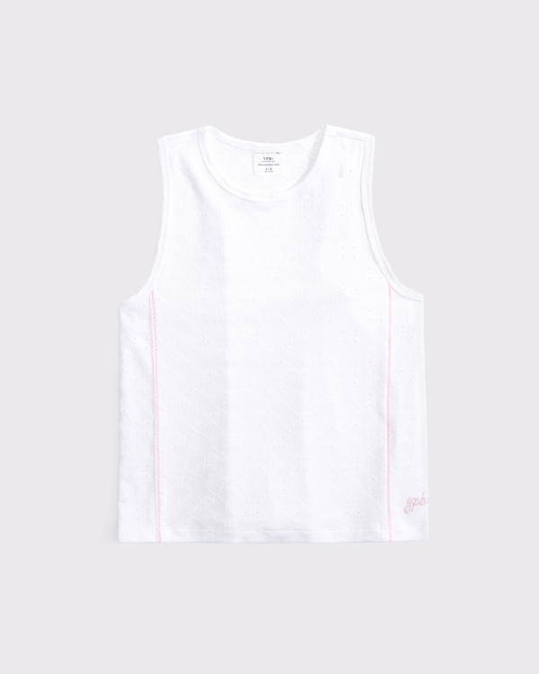ypb embroidered stitched tank, White view 1