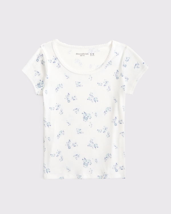 scoopneck baby tee, Blue Floral view 1
